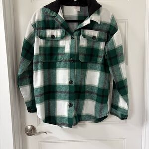 No Boundaries Green Plaid Hoodie